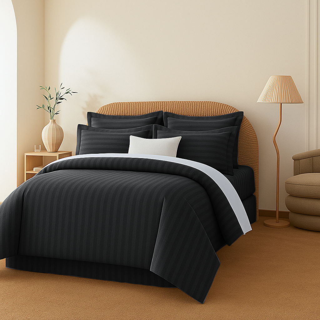 Black Duvet Cover Set 6Pcs