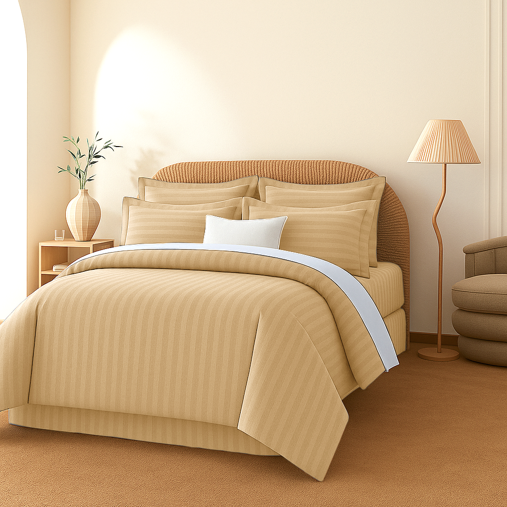 Taupe Stripes Duvet Cover Set 6PCS