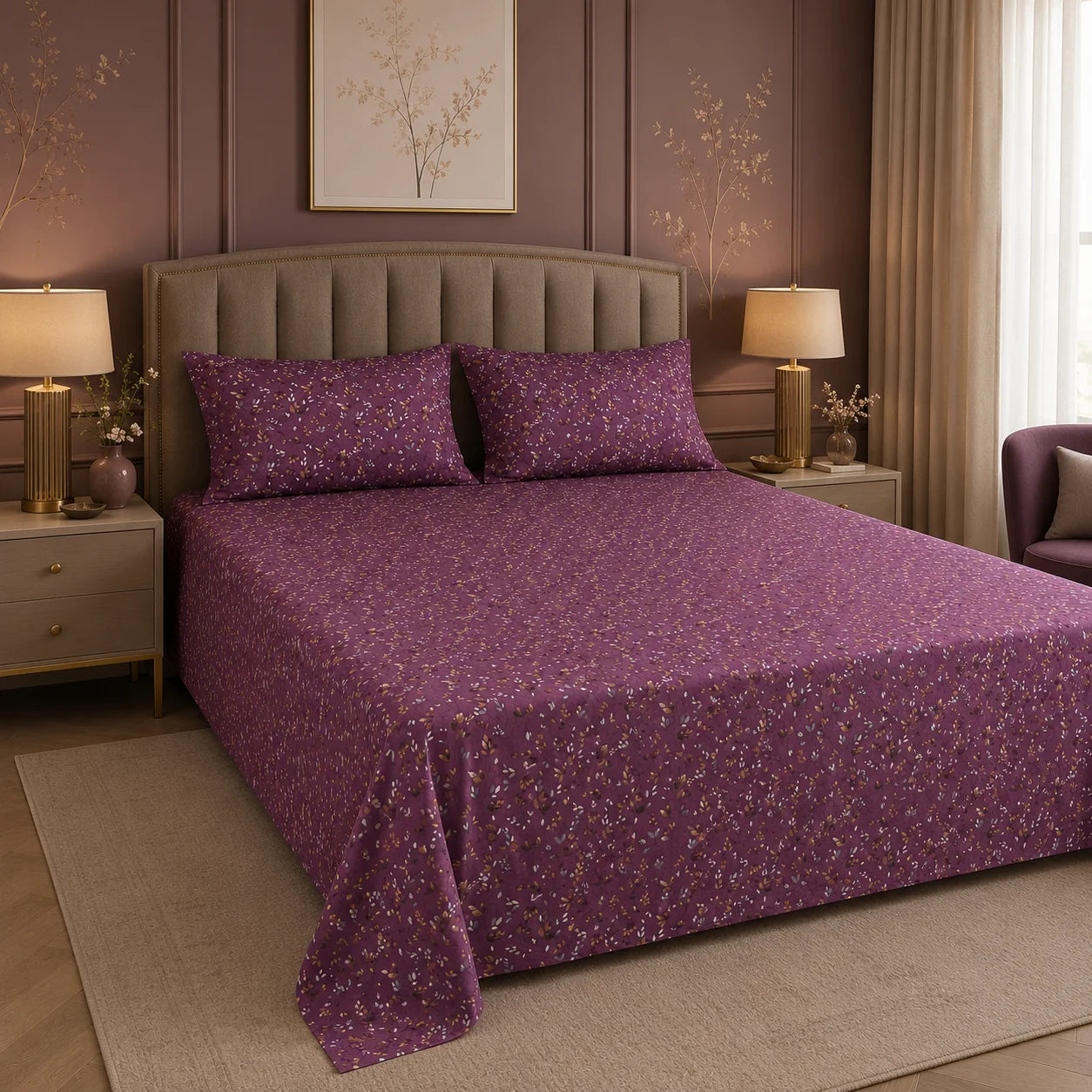 Autumn Leaves Luxury Satin Bedsheet
