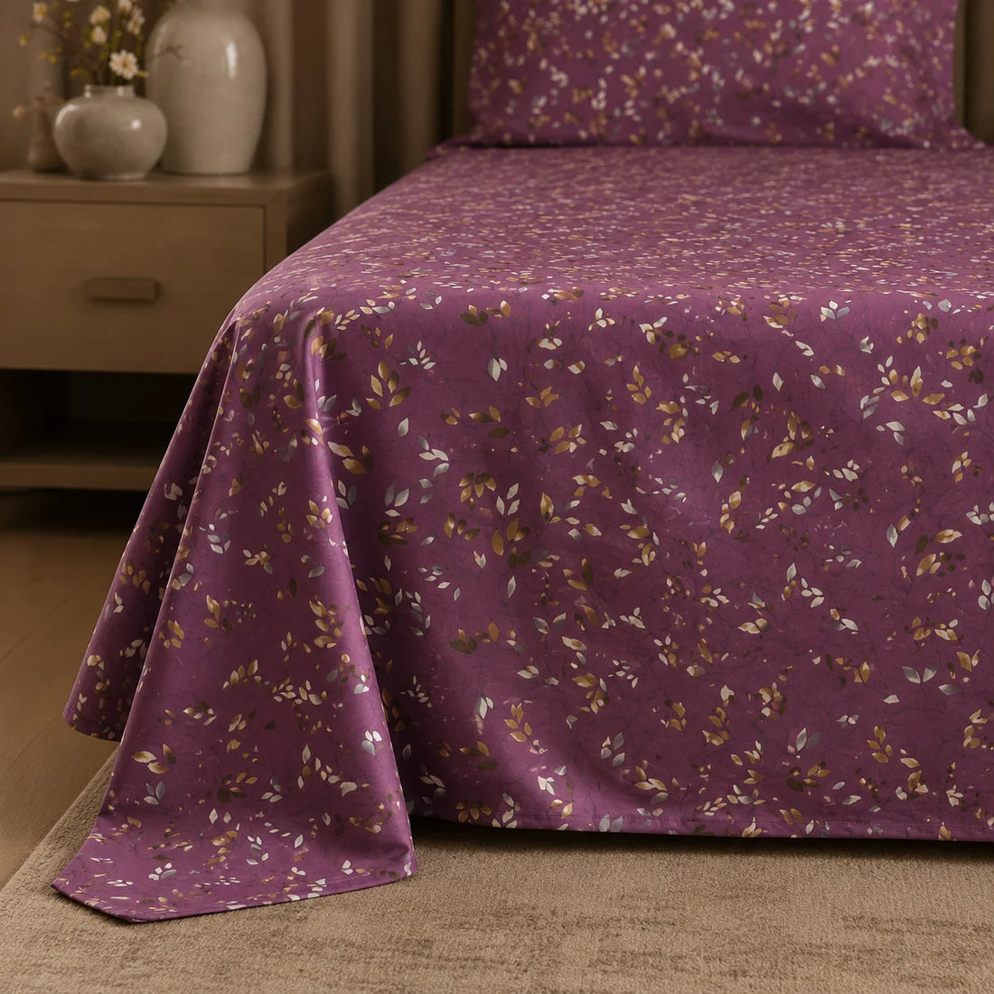 Autumn Leaves Luxury Satin Bedsheet