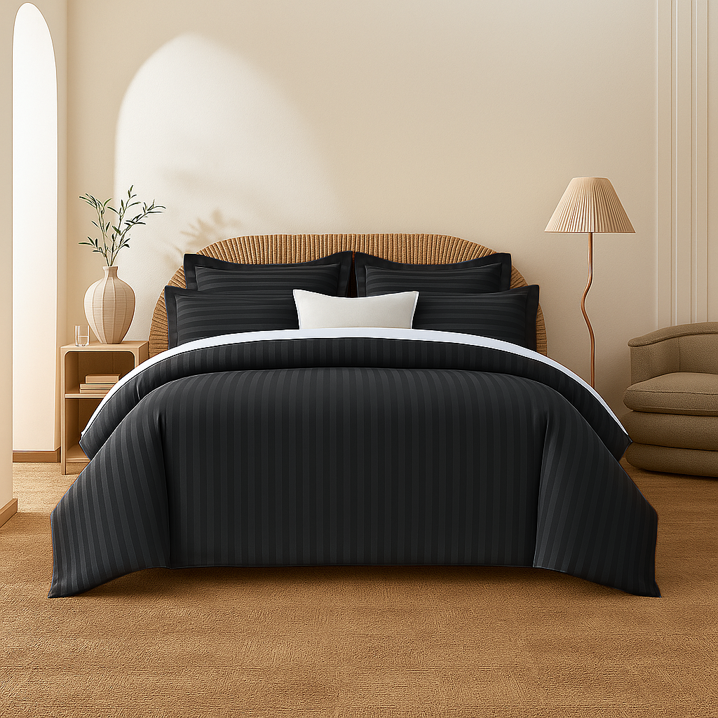 Black Duvet Cover Set 6Pcs
