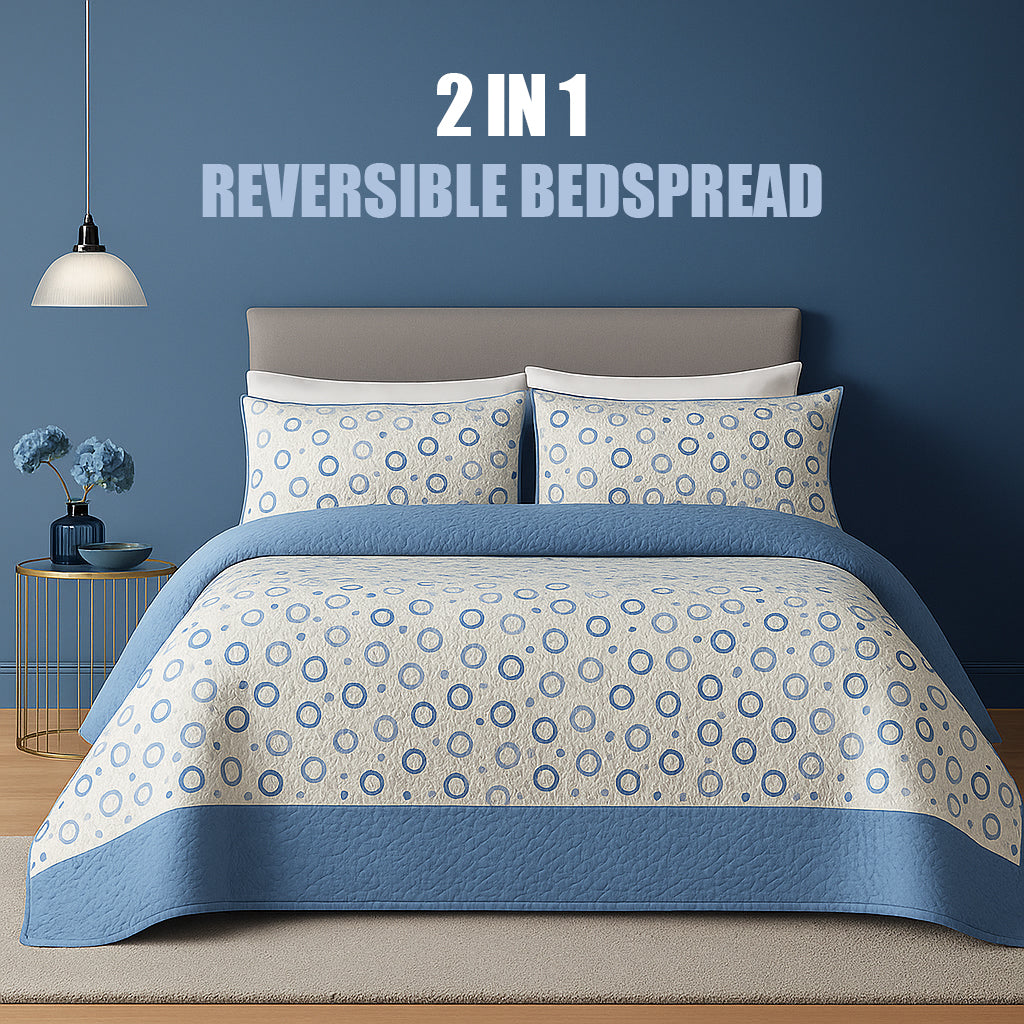 Blue Orbit Reversible Bedspread Set