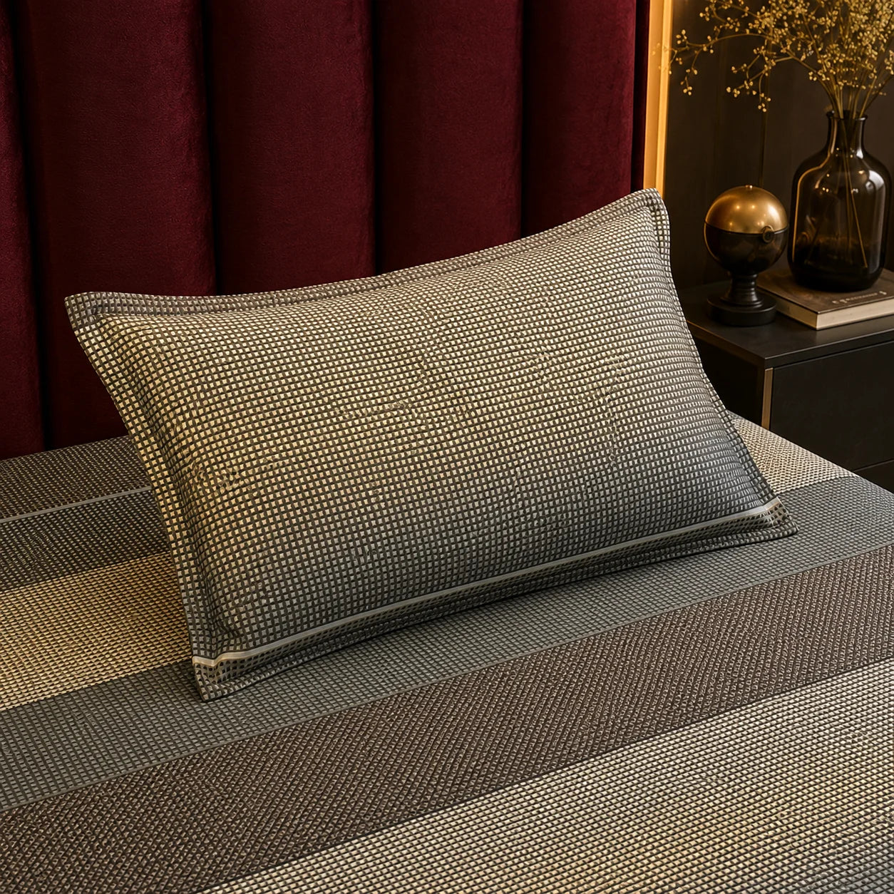 Classic Grid Luxury Satin Bedsheet