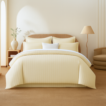 Cream Stripes Duvet Cover Set 6PCS
