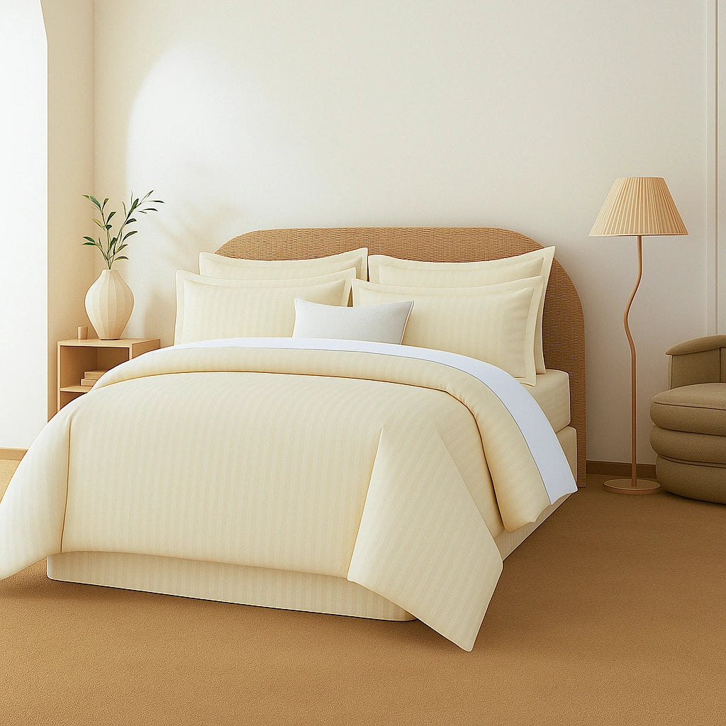 Cream Stripes Duvet Cover Set 6PCS