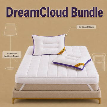 Dream Cloud Bundle 1200 GSM mattress topper with Spine Ease pillows