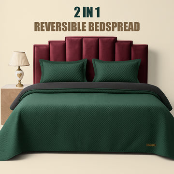 Emerald Bloom Reversible Bedspread Set