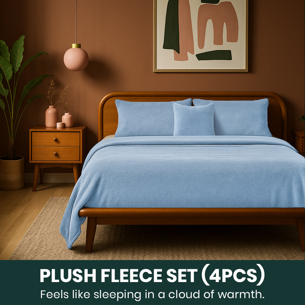 All-Season Cozy Fleece Set – Light Blue