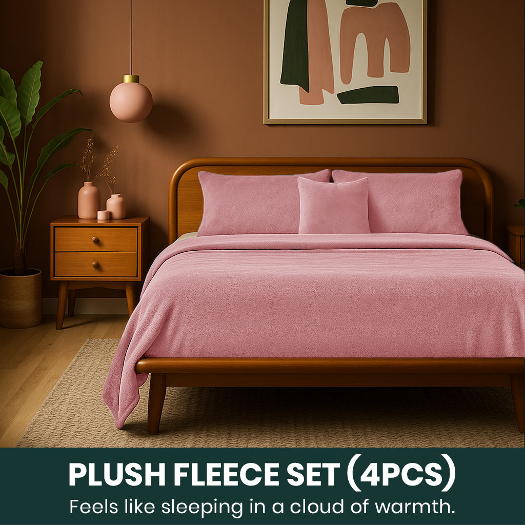 All-Season Cozy Fleece Set – Dusky Rose