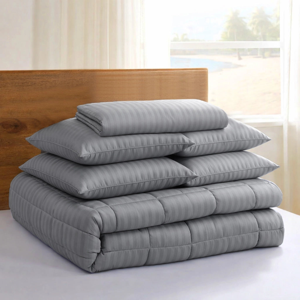 BLACK stripe Comforter Set- 8 Pcs