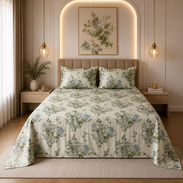 Ivory Garden Luxury Satin Bedsheet