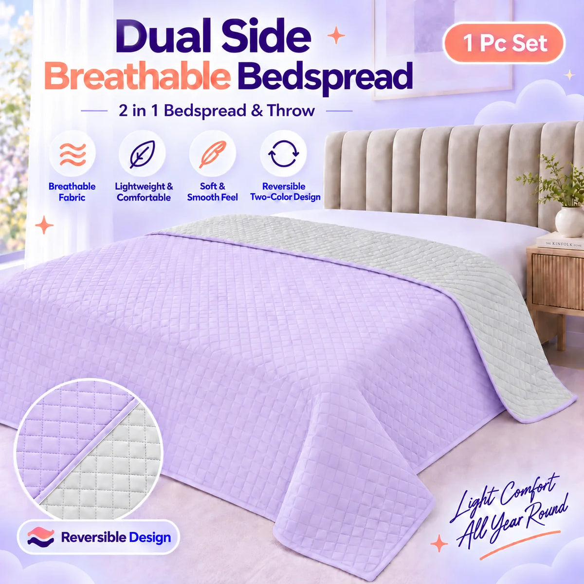 Marshmallow Diamond Bedspread