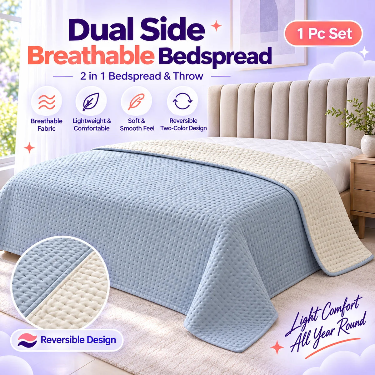 Marshmallow Stitch Bedspread