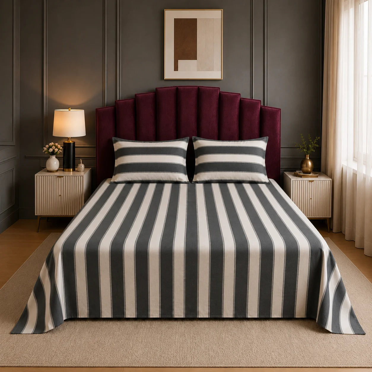Modern Stripes Luxury Satin Bedsheet