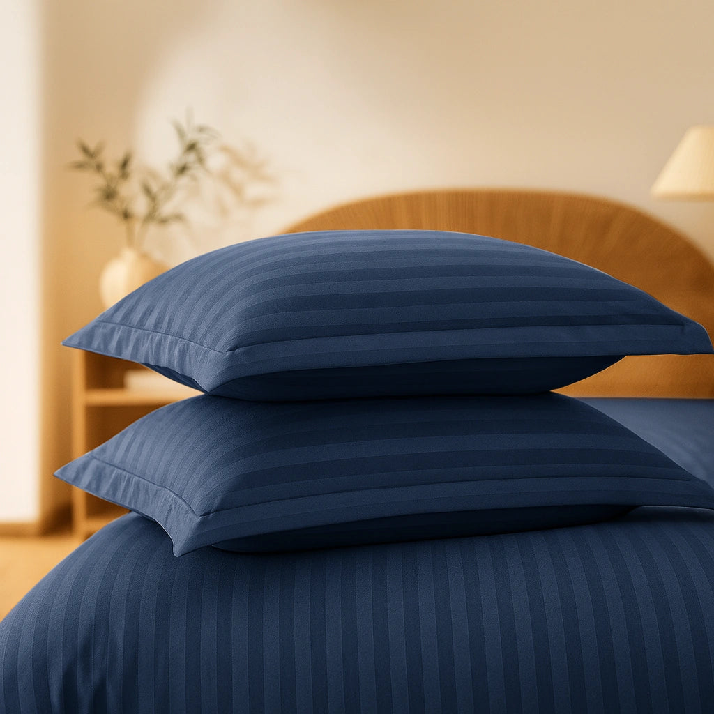 Navy Stripes Duvet Cover Set 6PCS