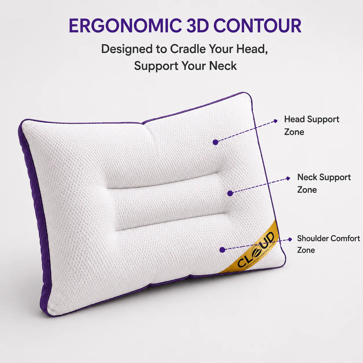 Spine Ease 3D Pillow contoured sleep support shape