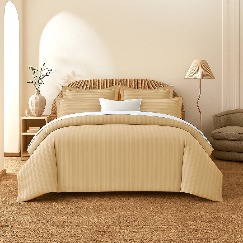 Taupe Stripes Duvet Cover Set 6PCS