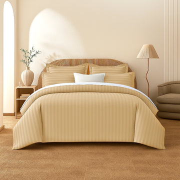 Taupe Stripes Duvet Cover Set 6PCS