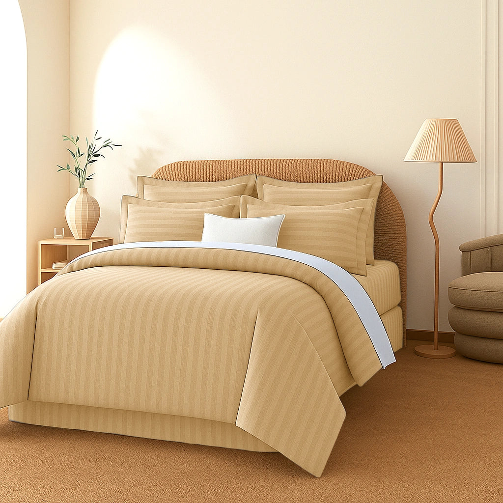 Taupe Stripes Duvet Cover Set 6PCS