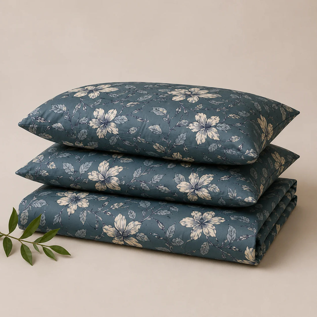Teal Bloom Luxury Satin Bedsheet