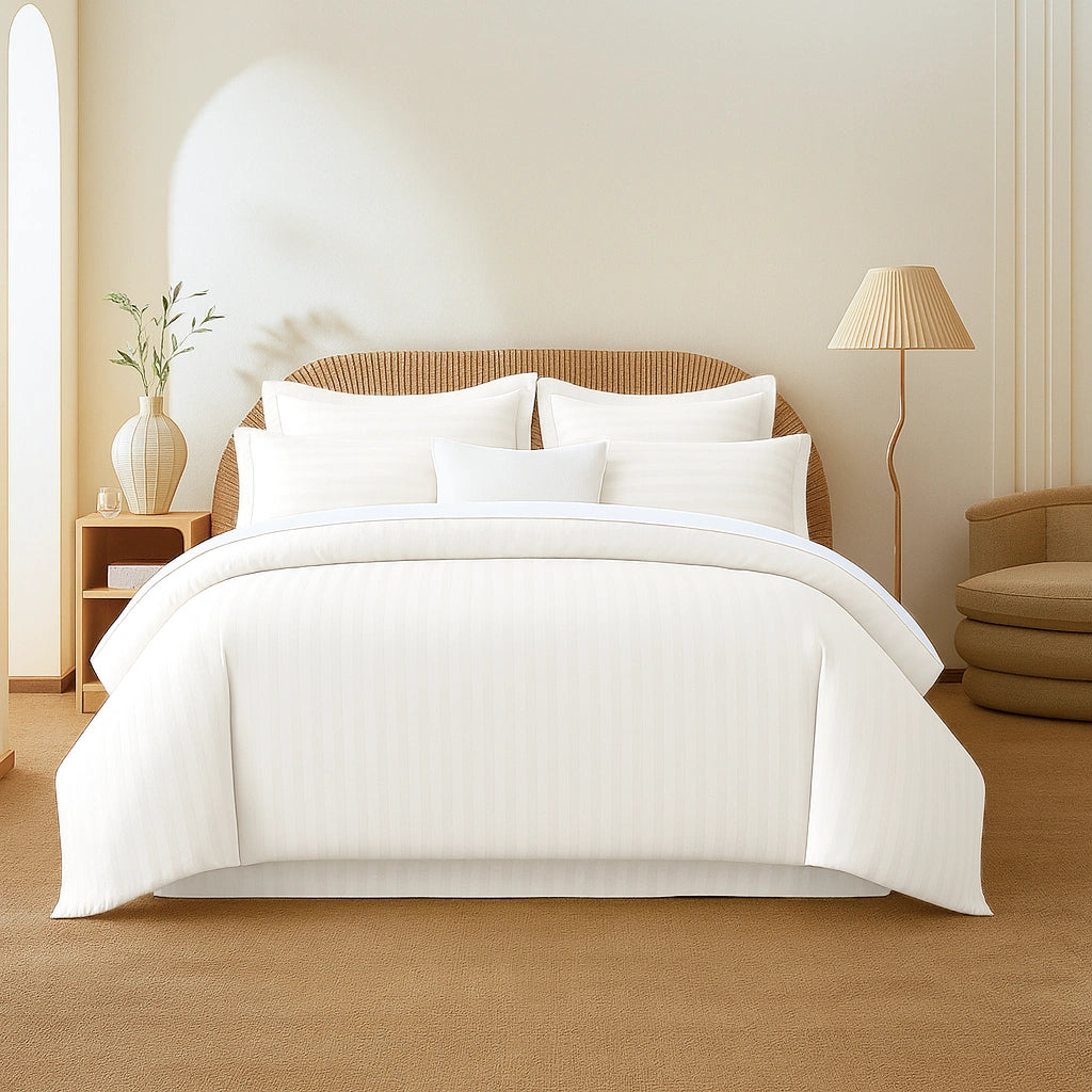 White Stripes Duvet Cover Set 6PCS