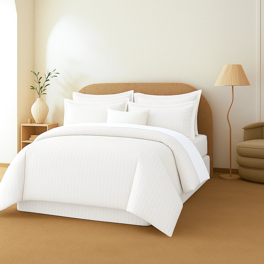 White Stripes Duvet Cover Set 6PCS